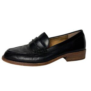 Madewell The Elinor Black Leather Slip On Flat Classic Preppy Loafer Size 7